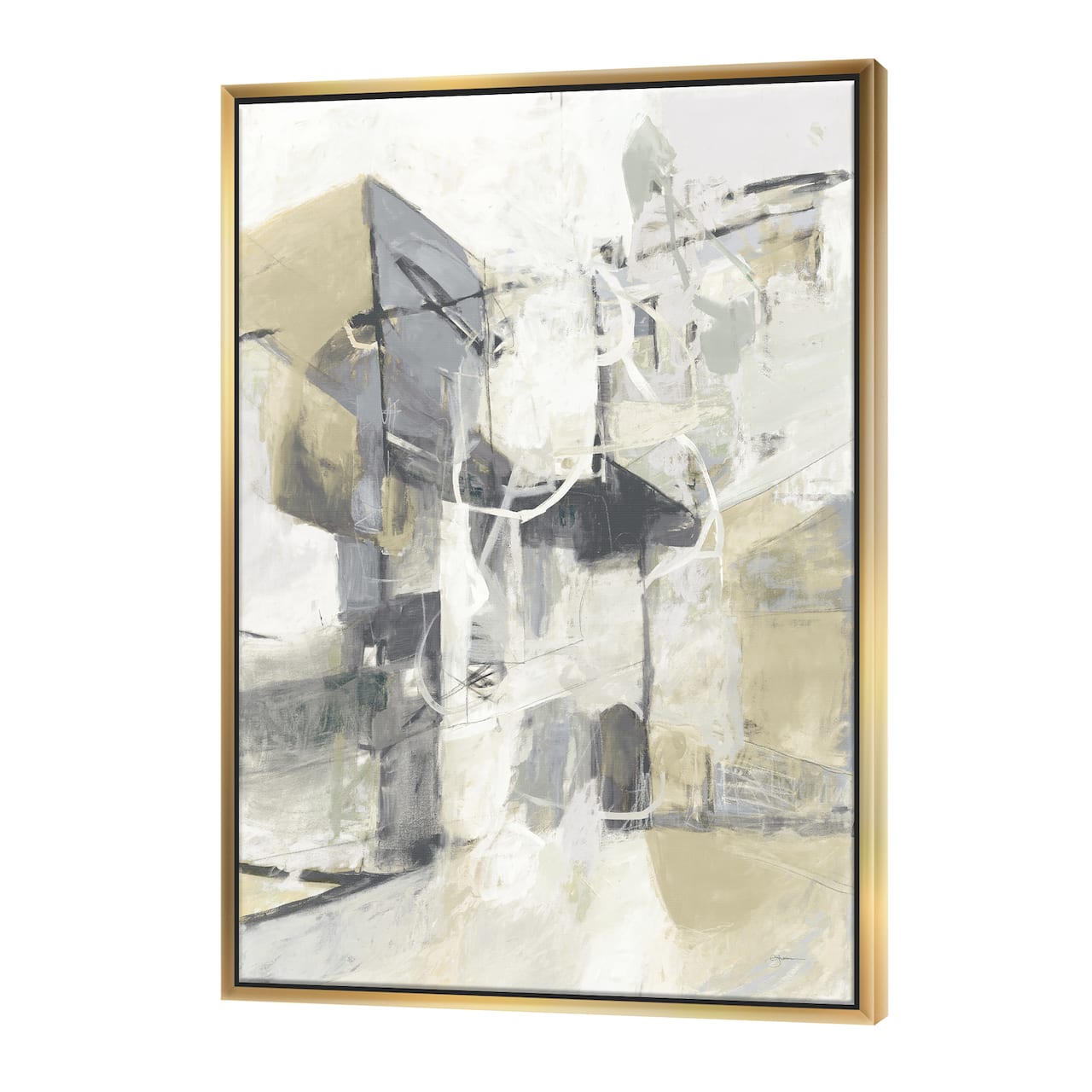 Designart - Glam Cream Dream IV - Modern & Contemporary Canvas in Gold Frame